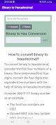 Binary to Hexadecimal تصوير الشاشة 1