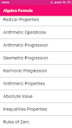 Algebra Formula स्क्रीनशॉट 2