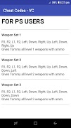 برنامه‌نما Cheat Codes - VC عکس از صفحه