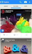 برنامه‌نما Thingiverse عکس از صفحه