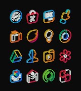 Outline 3D - Line icon pack постер
