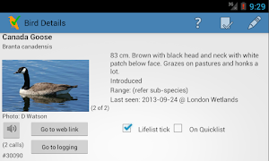 5 Schermata WP & UK Birding Checklist