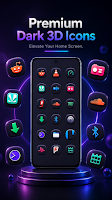 5 Schermata Morphic Dark: 3D Icon Pack