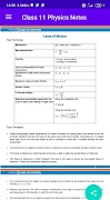 برنامه‌نما Class 11 Physics Notes عکس از صفحه