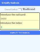 برنامه‌نما Simplify Radicals and Roots عکس از صفحه
