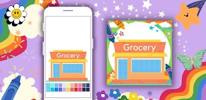 Coloring Book: Grocery Stores 스크린샷 1