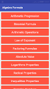 پوستر Maths Algebra formulas