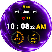 Fluid Purple Watch Face ภาพหน้าจอ 2