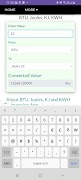 BTU, Joules, KJ, KWH Converter スクリーンショット 5
