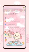SMS Theme Rabbit Fluffy Pink syot layar 3