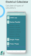 Electrical Calculations app اسکرین شاٹ 5