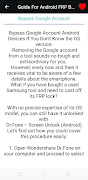 برنامه‌نما Android FRP Bypass Settings عکس از صفحه