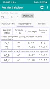 برنامه‌نما Rep Max Calculator عکس از صفحه