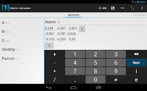 برنامه‌نما Matrix Calculator عکس از صفحه