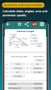절차 및 공식이 있는 기하학 계산기 - 삼각법 계산기 포스터