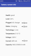 برنامه‌نما battery current info عکس از صفحه