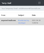 Simple Temporary Email penulis hantaran