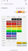 برنامه‌نما Resistor color code calculator عکس از صفحه