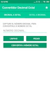 برنامه‌نما Decimal Octal Converter عکس از صفحه