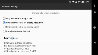 برنامه‌نما Bluetooth Settings عکس از صفحه
