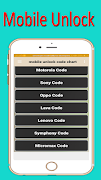 پوستر mobile  unlock code chart