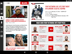 برنامه‌نما Fight Network Tablet عکس از صفحه