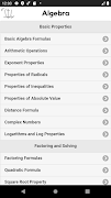 برنامه‌نما Mathematics Formulas : Complet عکس از صفحه