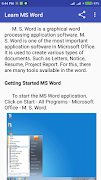 برنامه‌نما Learn MS Word عکس از صفحه