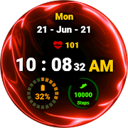Fluid Red Watch Face स्क्रीनशॉट 3
