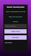 برنامه‌نما Number Guessing Game عکس از صفحه
