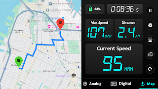 برنامه‌نما GPS سرعت سنج : کیلومتر شمار عکس از صفحه