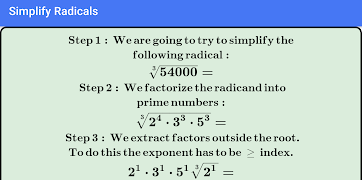 برنامه‌نما Simplify Radicals and Roots عکس از صفحه