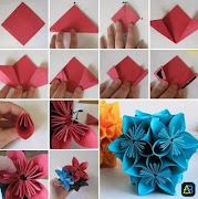 กวดวิชา Origami ดอกไม้กระดาษ ภาพหน้าจอ 4