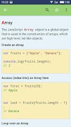 برنامه‌نما JavaScript Reference Offline عکس از صفحه