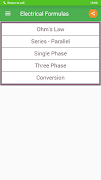 Electrical Formulas capture d'écran 1
