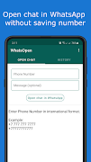 برنامه‌نما WhatsOpen chat without saving عکس از صفحه