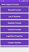 Maths: Algebra Formulas ảnh chụp màn hình 1