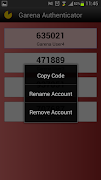 Garena Authenticator تصوير الشاشة 3