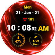 Fluid Red Watch Face capture d'écran 2