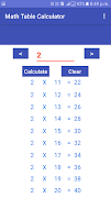 برنامه‌نما Math Table Calculator عکس از صفحه