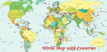 World Map With Countries Cartaz