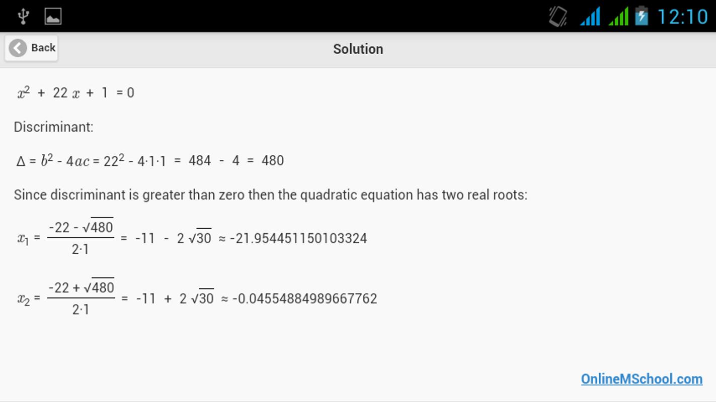 Oms Quadratic Equation Solver Apk Download Free Education App Oms Quadratic Equation Solver Poster Apk Screenshot