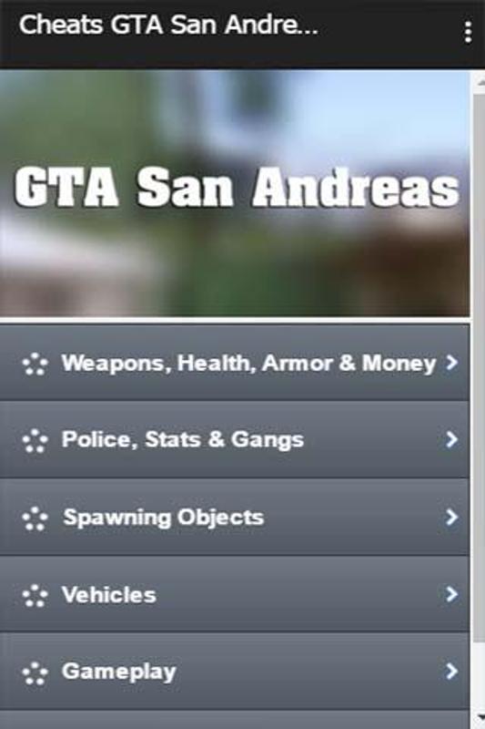 Cheats GTA San Andreas APK Download  Free Word GAME for Android