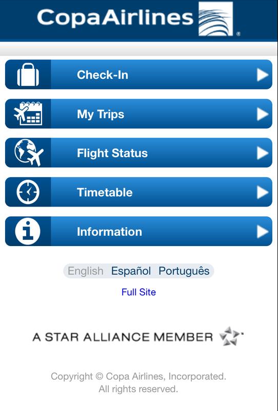 What types of services are offered through the Copa Airlines English-language website?