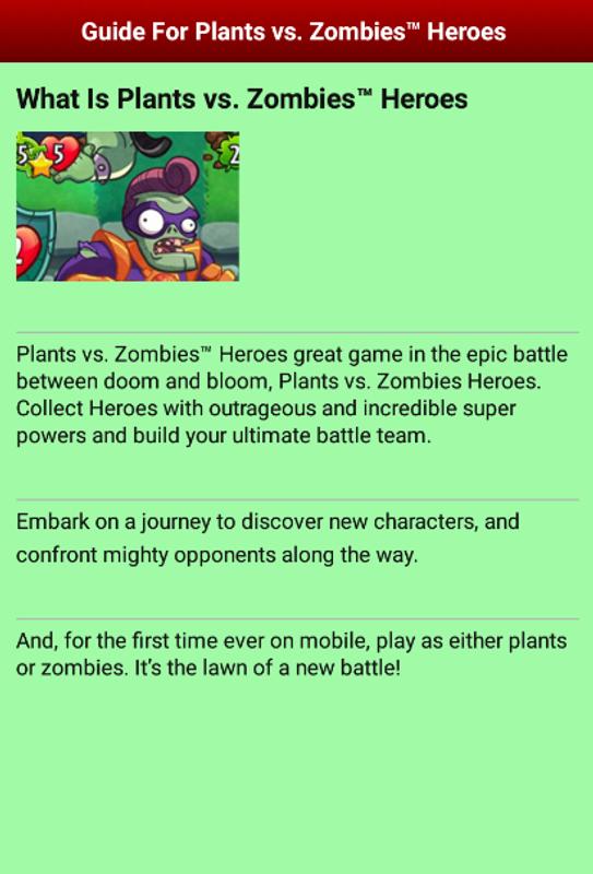 Guide Plants vs Zombies Heroes APK Download - Free Casual ...