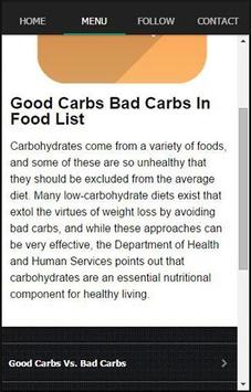 Where can you find a list of good and bad carbs?