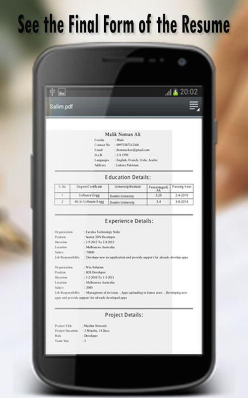 Order resume online 1 2 2 apk