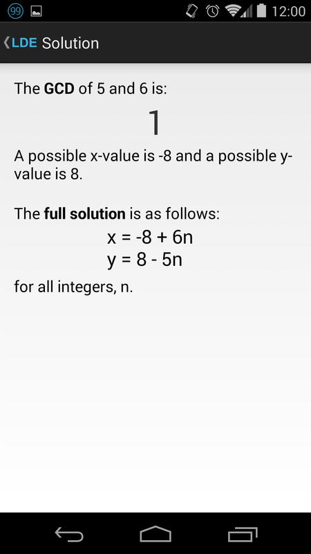 Linear Diophantine Equations Apk Download Free Education App For Linear Diophantine Equations Apk Screenshot