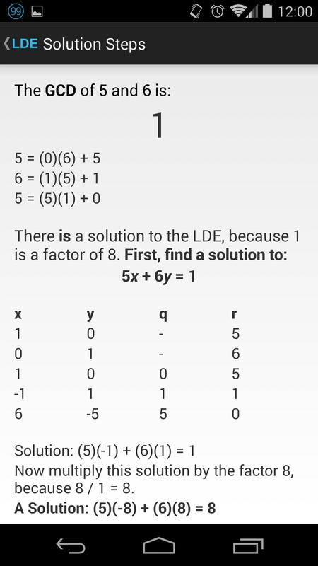 Linear Diophantine Equations Apk Download Free Education App For Linear Diophantine Equations Apk Screenshot
