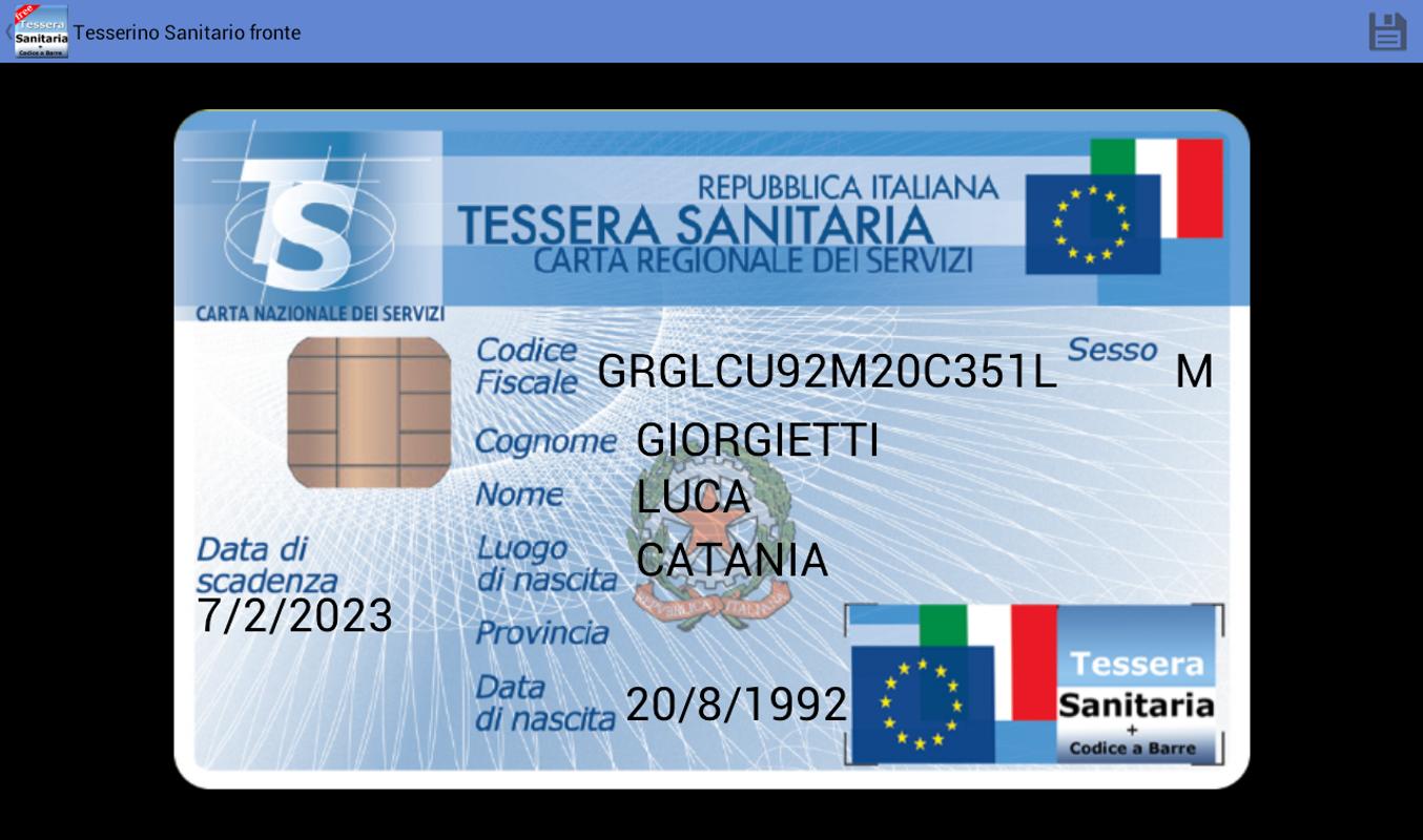 tessera sanitaria italy